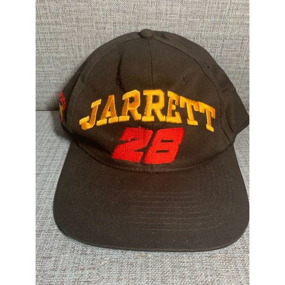 Checkered Flag Dale Jarrett 28 Snapback Hat Texaco Havoline NASCAR Vintage Black - Picture 1 of 5